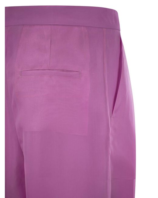 Max Mara Purple Calibri Silk Wide Trousers
