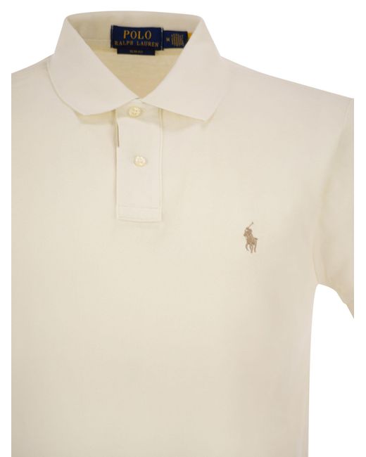 Polo Ralph Lauren White Slim Fit Pique Polo Shirt