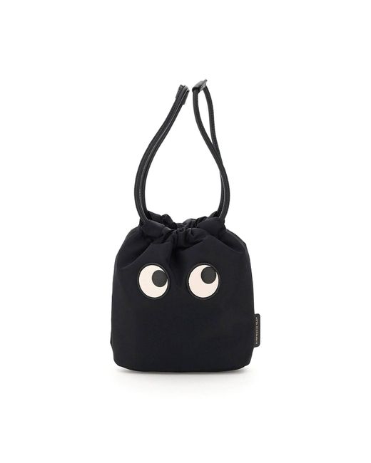 MINI BAG POUCH EYES CON COULISSE di Anya Hindmarch in Black