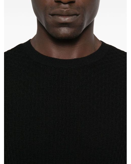 Emporio Armani Black Wool Crewneck Jumper for men