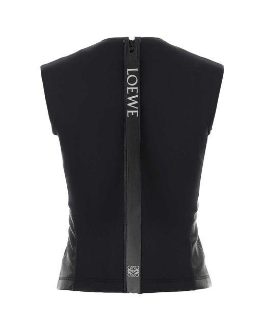 Loewe Black Leather And Fabric Top