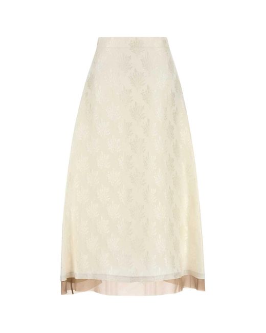 Fendi White Silk Blend Skirt