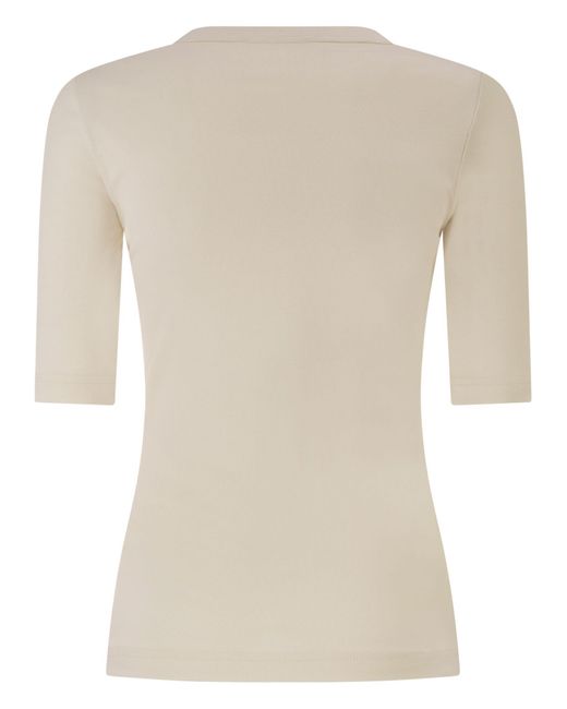 Fabiana Filippi Natural Stretch Cotton T-Shirt With Elegant Pocket