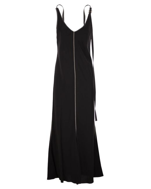 Sportmax Black Union Langes Kleid mit verstellbarem Schultergurt