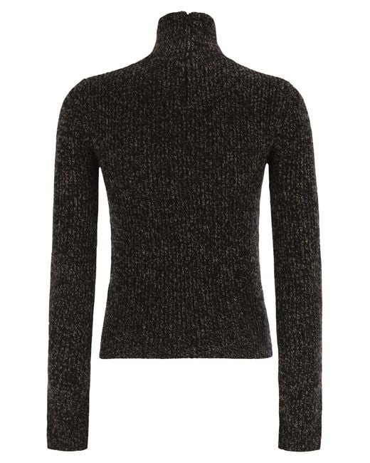 Max Mara Black Azulene1234 Wool And Cashmere Mouliné Turtleneck Jumper