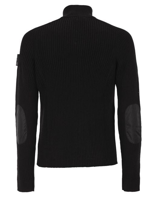 Premiata Black Wool Cardigan With Zip for men