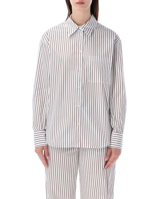 Loulou White Jersey T-Shirt With Floral Pendant