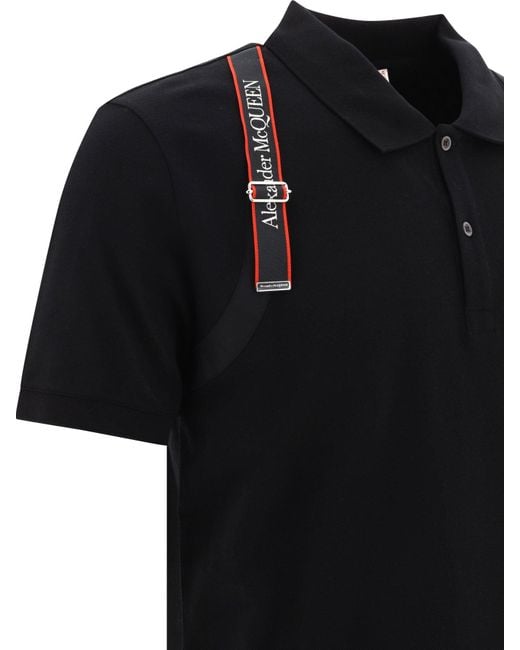 Alexander McQueen Harness Cotton Polo Shirt in Black for Men Lyst