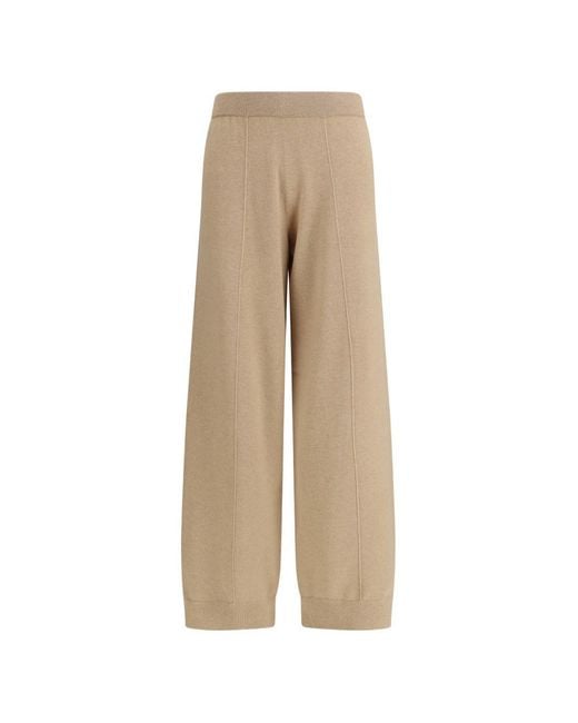 Fabiana Filippi Natural Ribbed Jewel-Detail Trousers