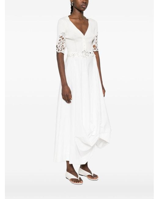 Ermanno Scervino White Embroidered Cotton Cardigan