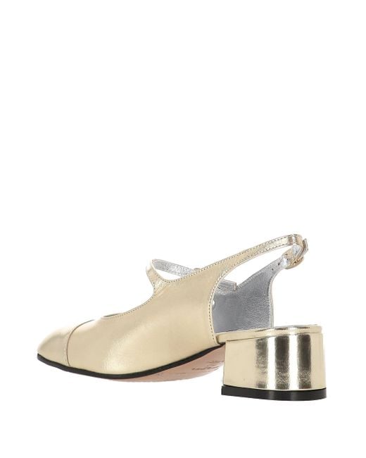 CAREL PARIS White Gold Ton Slingback Block Heel Sandalen