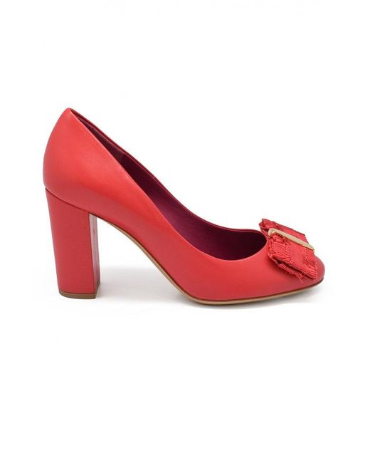 Ferragamo Red Elinda Pumps