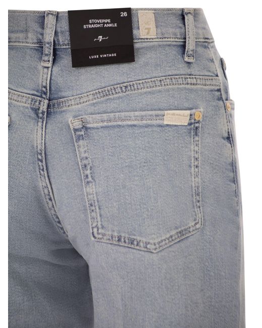7 For All Mankind Gray Stovepipe Straight Ankle Jeans