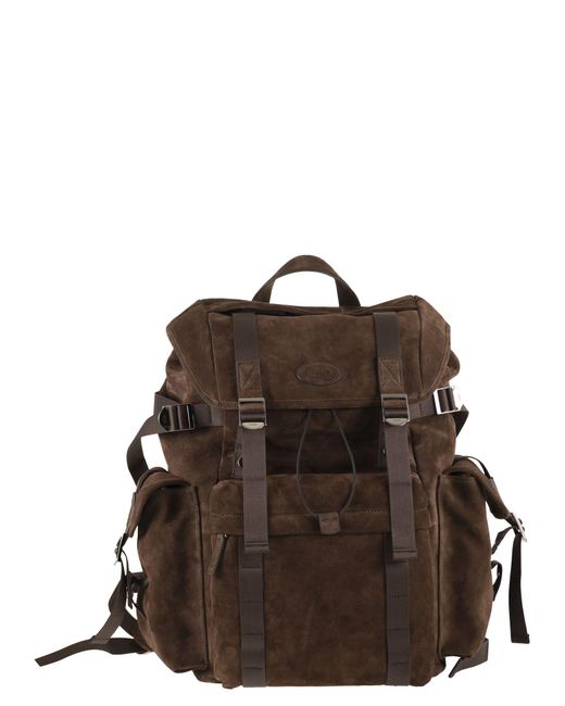 Tod's Brown Suede Leather Backpack for men