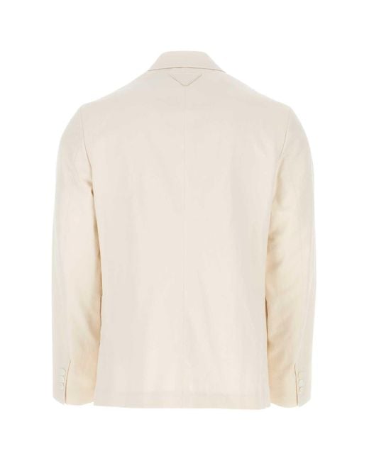 Prada White Ivory Cotton Blazer for men