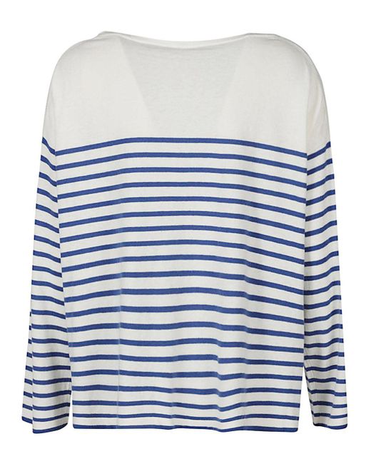 C.t. Plage Blue Striped Cotton Blend Pullover