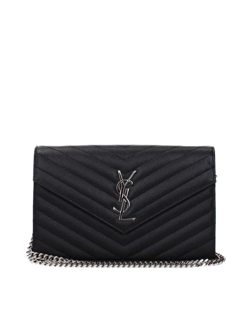 Saint Laurent Black Pochette Cassandre Frauen Leder schwarz