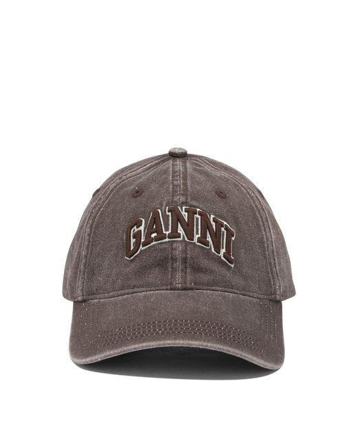 Ganni Gray Washed Effect Baseball Cap