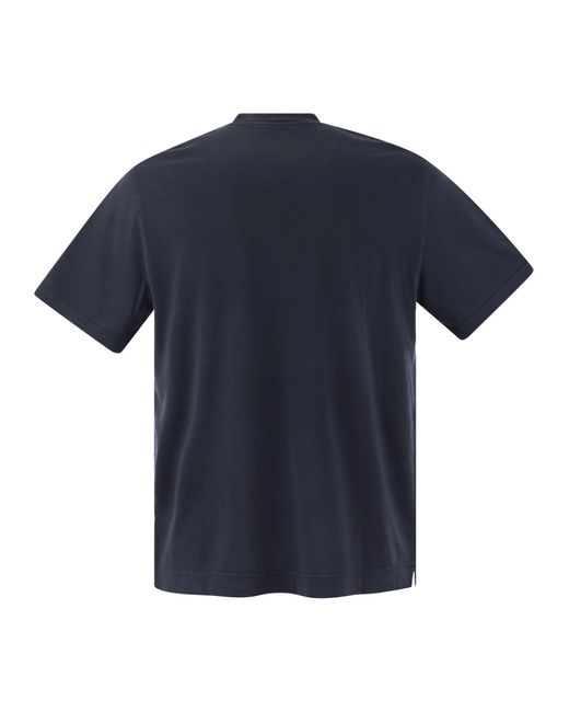 Fedeli Blue Kurzärmeligte Baumwoll -T -Shirt