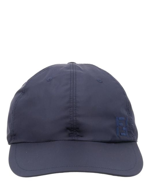 Fendi Blue Cappello Da Baseball Con Logo for men