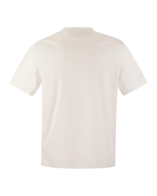 Brunello Cucinelli White Cotton Jersey T Shirt With Print