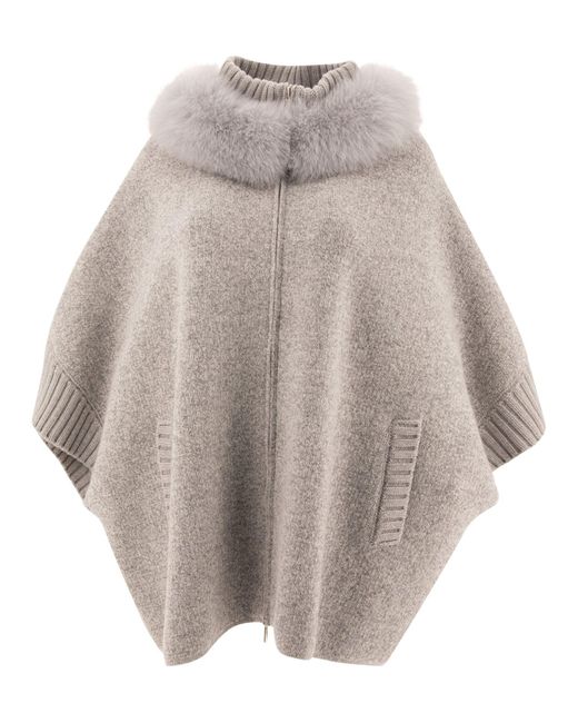 Giovi Wool And Cashmere Poncho Coats in Grey Lyst UK