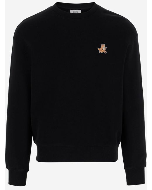 Sudadera de algodón de Maison Kitsune con logotipo Maison Kitsuné de hombre de color Black