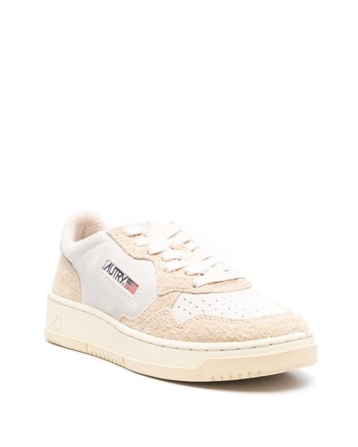 Autry White Medalist Low Wom Suede/Hair Ecru