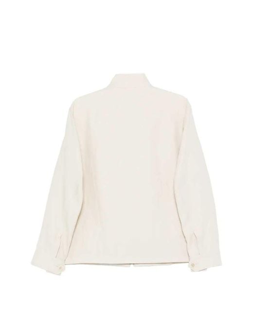 Lardini White Linen Jacket With Zipper