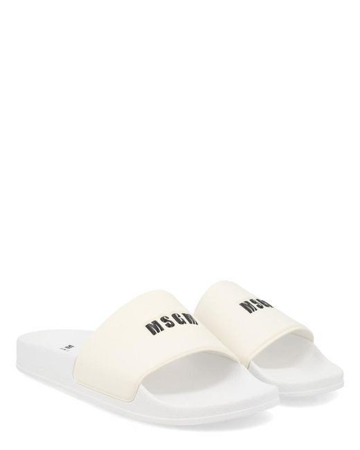 MSGM White Slide Con Logo for men