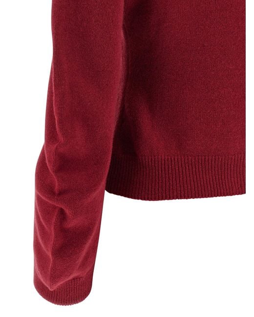 Nude Red Curved Sleeves Cardigan