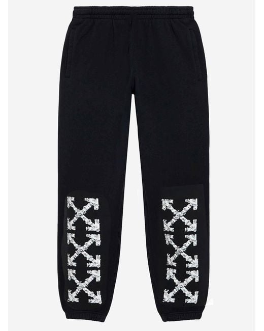 Off-White c/o Virgil Abloh Blue Sporty Cotton Pants With Contrast Logo Print for men