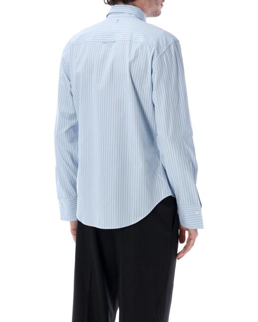 AMI Blue Ami Paris Ruffled Stripe Shirt for men
