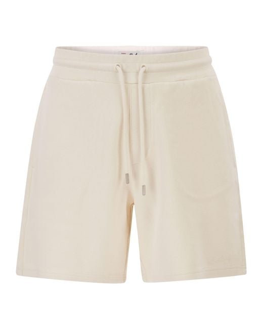 Mc2 Saint Barth White Piqué Cotton Shorts With Logo for men