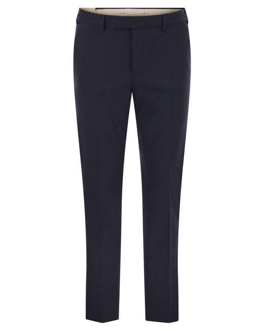PT Torino Blue Dieci Stretch Virgin Wool Trousers for men