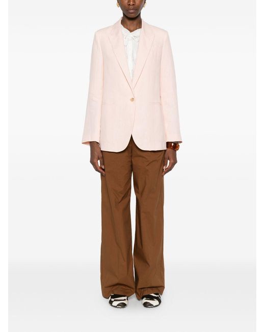 Forte_forte Pink Linen Single-Breasted Jacket