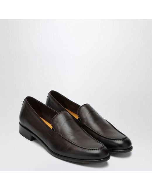 Doucal's Black Dark Leather Loafers for men