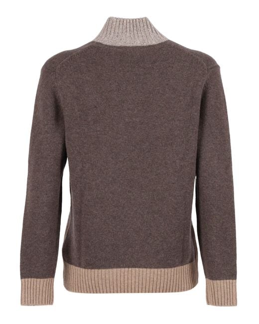 Ballantyne Brown T Neck Pullover Button
