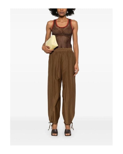 Philosophy Di Lorenzo Serafini Green High-Rise Faux Leather Tapered Pants