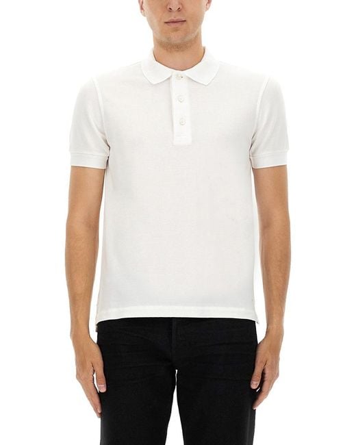 Tom Ford White Pique Polo