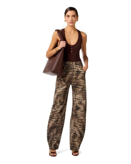 Elisabetta Franchi Natural Alligator Print Barrel Jeans