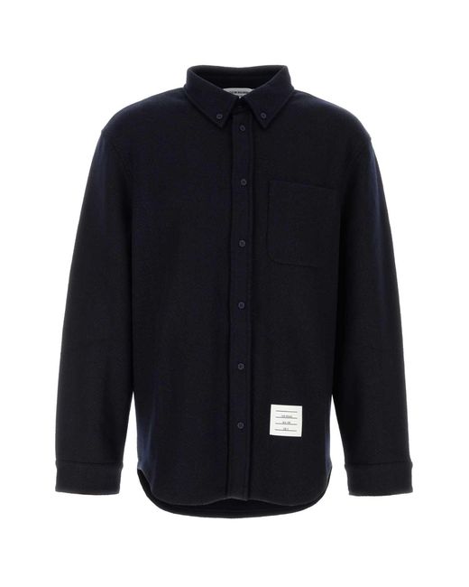 Thom Browne Blue Oversized Herringbone Shirt for men