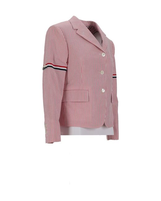 Thom Browne Pink High Break Sb Sportcoat W/ Rwb Gg Armbands