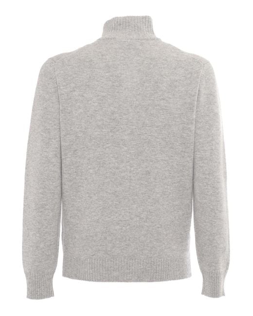 Kangra Cashmere Gray Knitted Jacket With Buttons And Pockets Wool Cashmere Heavy