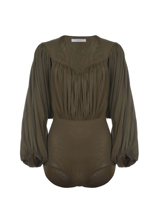PHILOSOPHY BY LORENZO SERAFINI Green Body Philosophy Made Of Tulle