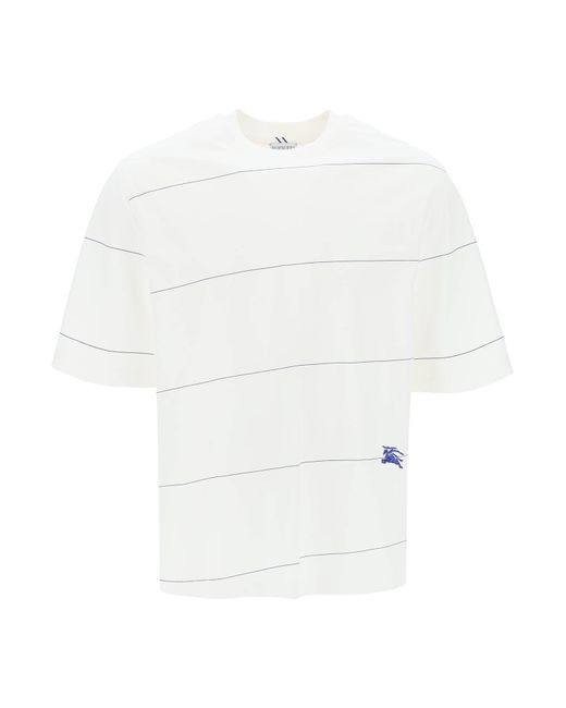 Burberry Gestreiftes T -Shirt mit Ekd -Stickerei in White für Herren