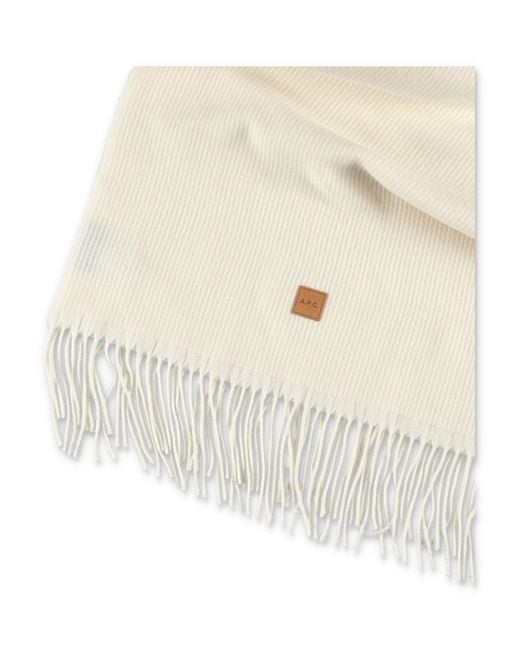 A.P.C. Natural Aria Wool Scarf With Logo for men