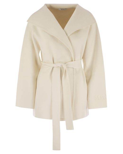 Max Mara White Rea Viscose And Wool Dressing Gown Coat
