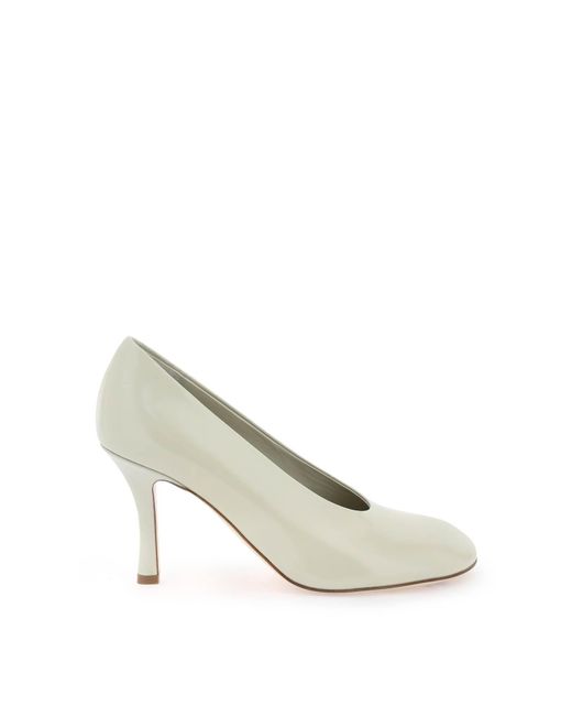 Burberry White Glossy Leather Baby Pumps