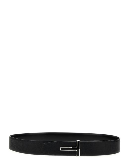Logo de cuero cinturón Tom Ford de hombre de color Black
